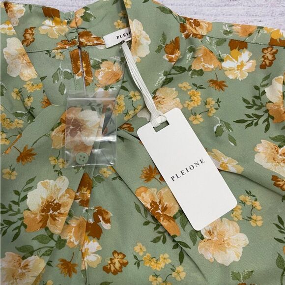 NWT Pleione Green Floral Loose Lightweight Blouse Size XL - Picture 4 of 9